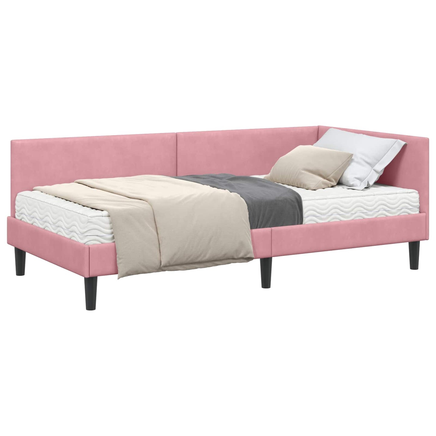 Struttura Letto Angolare con Materasso 2 pcs Grigio Velluto