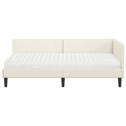 Struttura Letto Angolare con Materasso 2 pcs Crema Velluto