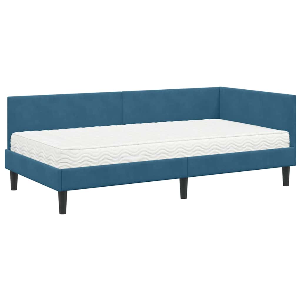Struttura Letto Angolare con Materasso Altro 2 pcs Blu Velluto