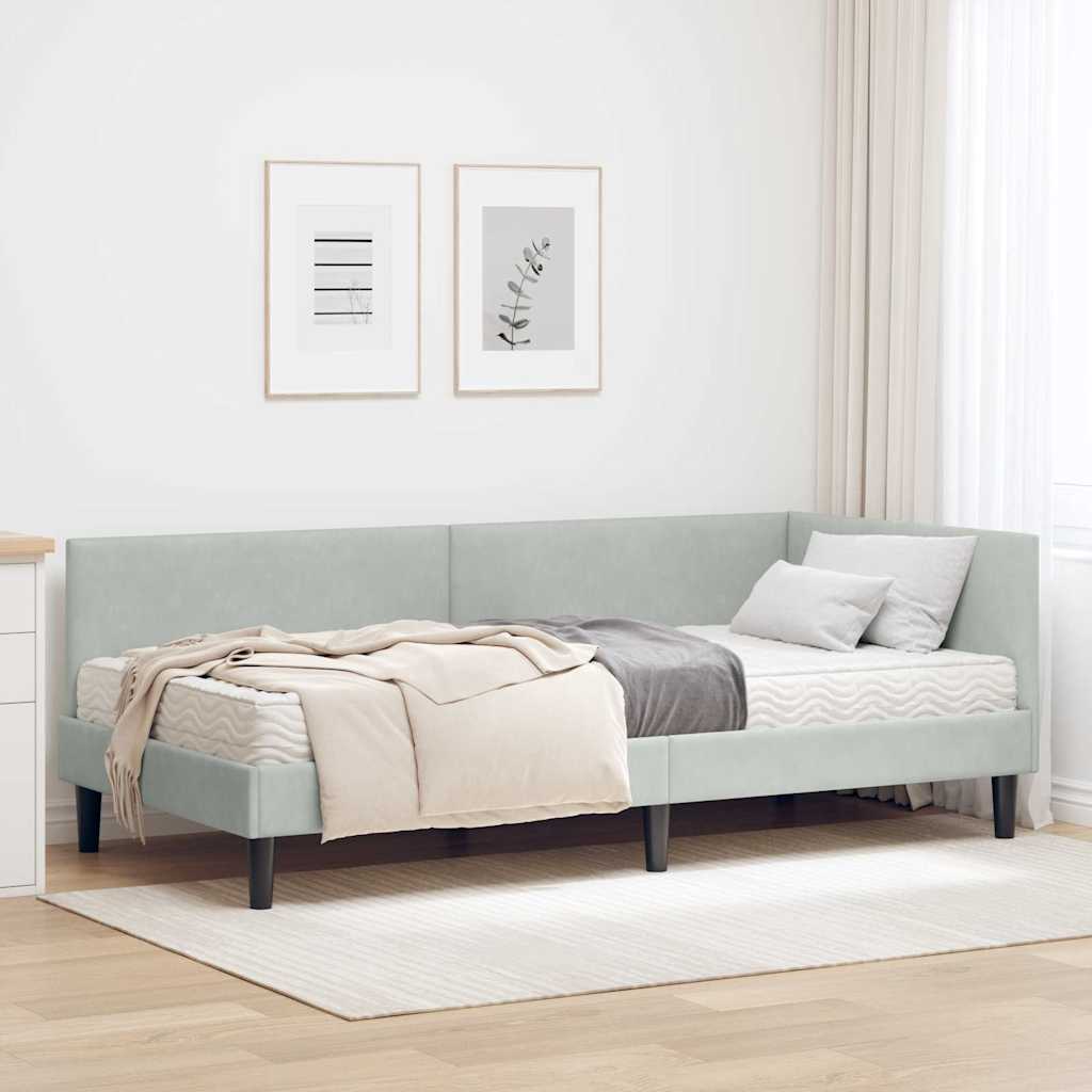 Struttura Letto Angolare con Materasso 2 pcs Grigio chiaro
