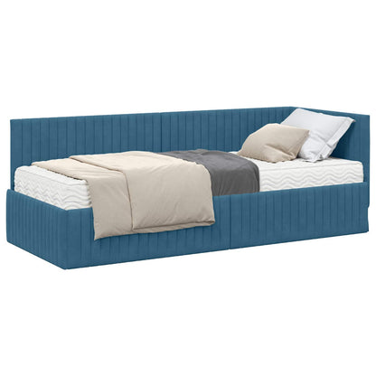 Struttura Letto Angolare con Materasso 2 pcs Blu Velluto