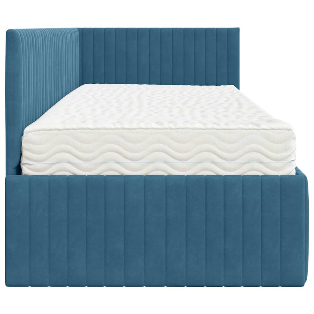 Struttura Letto Angolare con Materasso 2 pcs Blu Velluto | homemem39