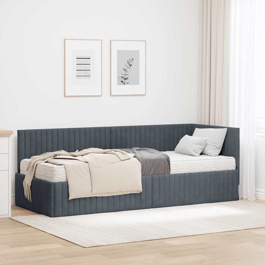 Struttura Letto Angolare con Materasso 2 pcs Grigio Velluto
