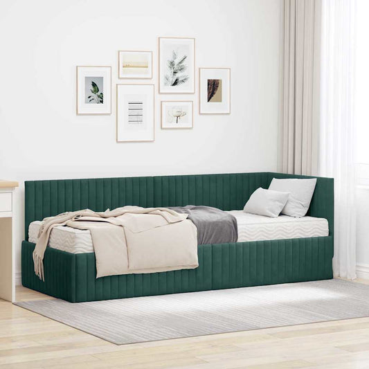Struttura Letto Angolare con Materasso 2 pcs Verde Velluto | homemem39