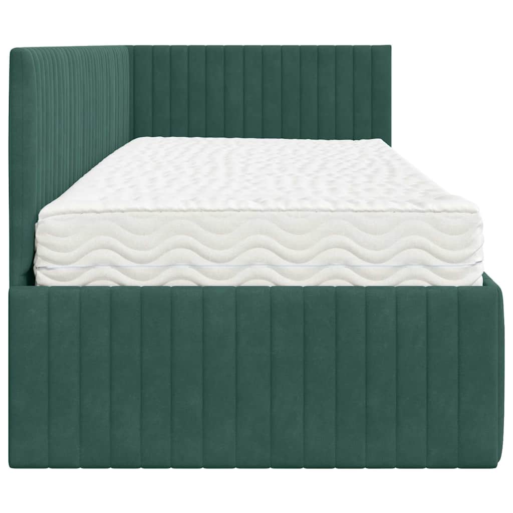 Struttura Letto Angolare con Materasso 2 pcs Verde Velluto
