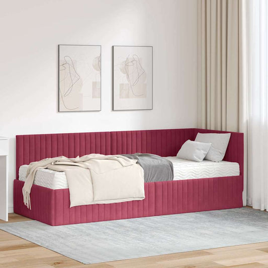 Struttura Letto Angolare con Materasso 2 pcs Verde Velluto | homemem39
