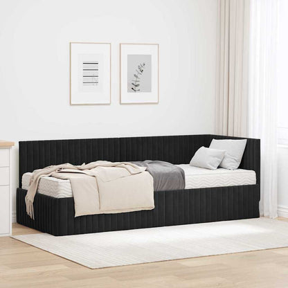 Struttura Letto Angolare con Materasso 2 pcs Nero Velluto