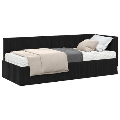 Struttura Letto Angolare con Materasso 2 pcs Nero Velluto