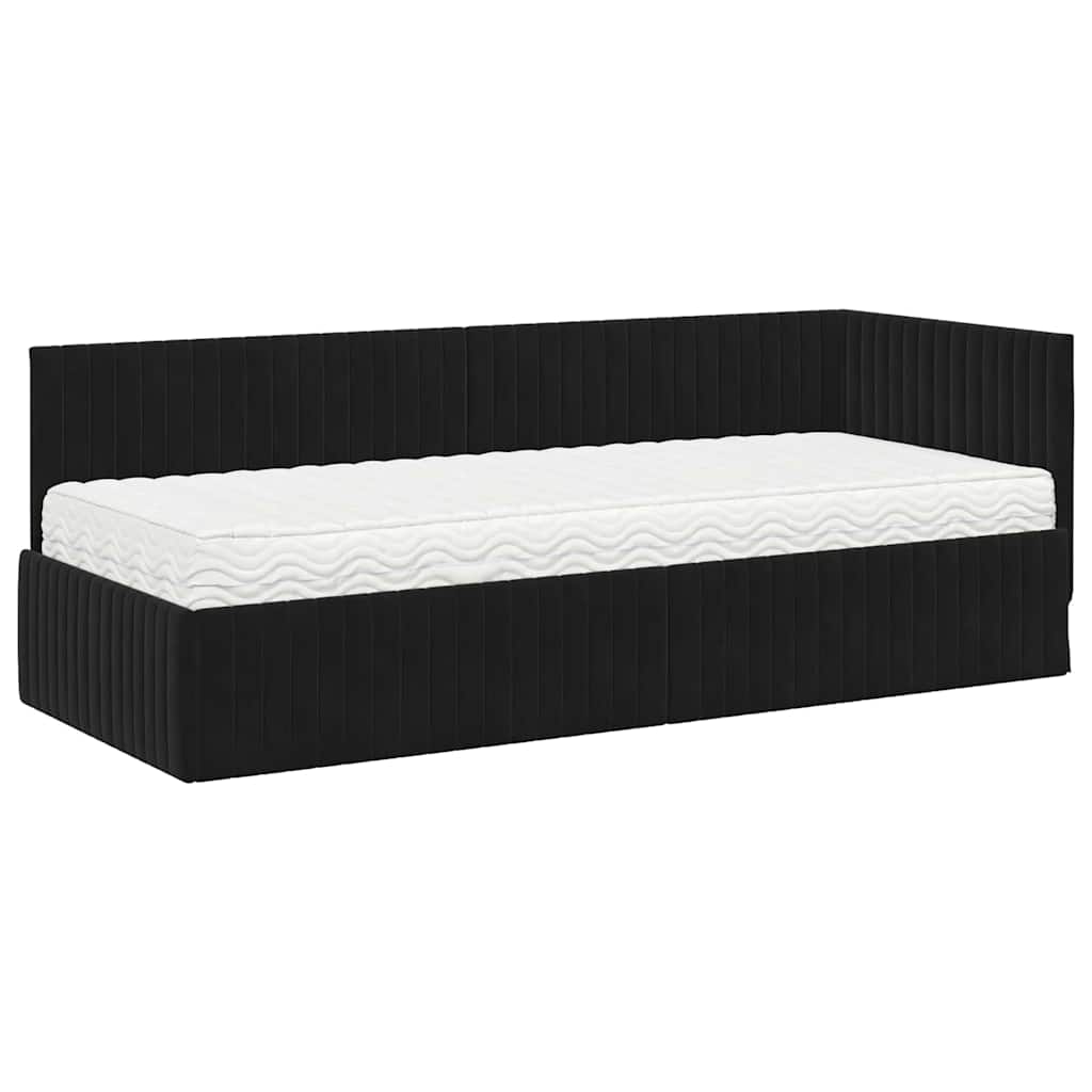Struttura Letto Angolare con Materasso 2 pcs Nero Velluto