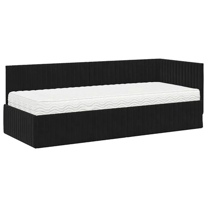 Struttura Letto Angolare con Materasso 2 pcs Nero Velluto