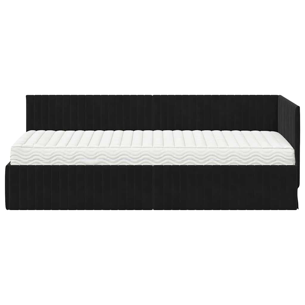 Struttura Letto Angolare con Materasso 2 pcs Nero Velluto