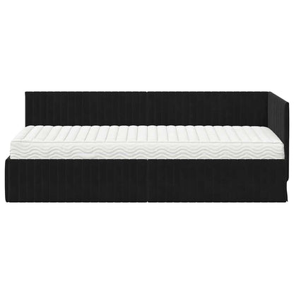 Struttura Letto Angolare con Materasso 2 pcs Nero Velluto