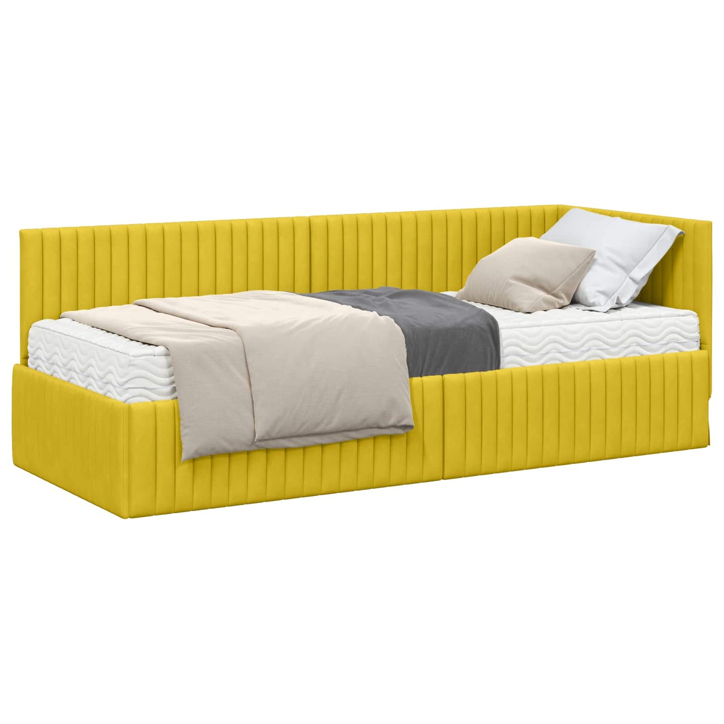 Struttura Letto Angolare con Materasso 2 pcs Giallo Velluto