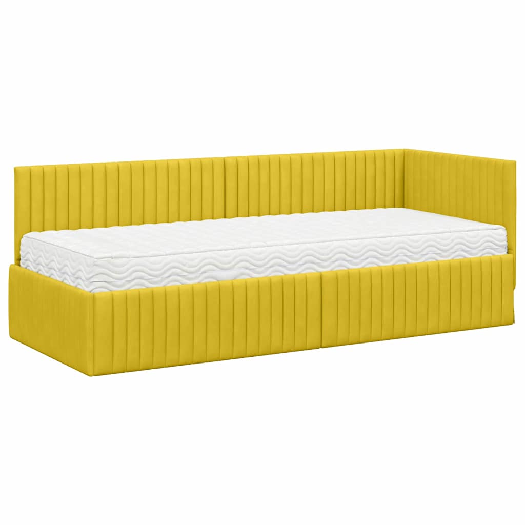 Struttura Letto Angolare con Materasso 2 pcs Giallo Velluto