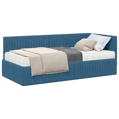 Struttura Letto Angolare con Materasso 2 pcs Blu Velluto | homemem39