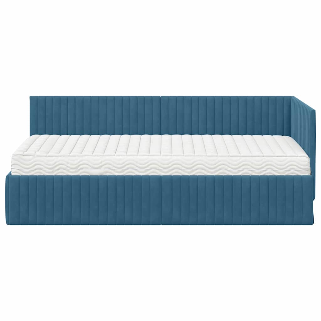 Struttura Letto Angolare con Materasso 2 pcs Blu Velluto | homemem39