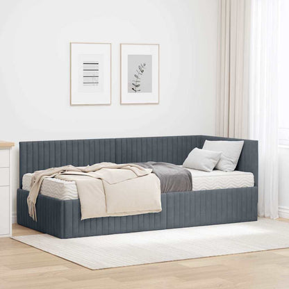 Struttura Letto Angolare con Materasso 2 pcs Grigio Velluto