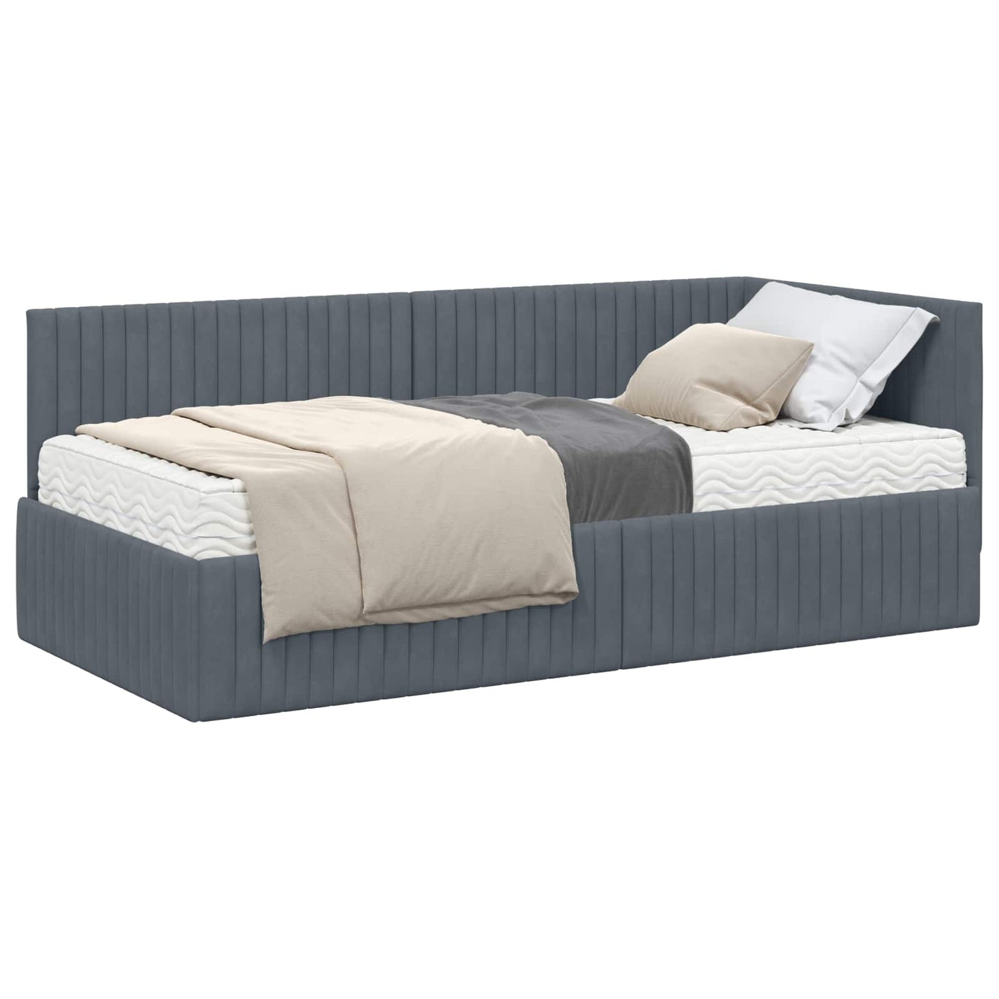 Struttura Letto Angolare con Materasso 2 pcs Grigio Velluto
