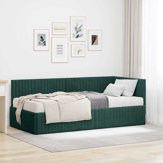 Struttura Letto Angolare con Materasso 2 pcs Verde Velluto | homemem39