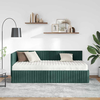 Struttura Letto Angolare con Materasso 2 pcs Verde Velluto