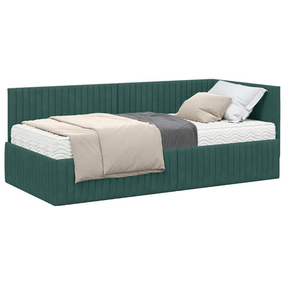 Struttura Letto Angolare con Materasso 2 pcs Verde Velluto