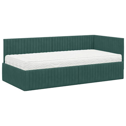 Struttura Letto Angolare con Materasso 2 pcs Verde Velluto