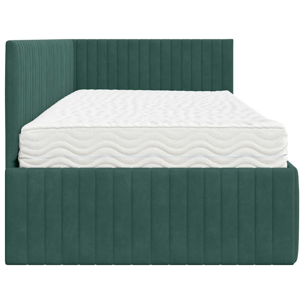 Struttura Letto Angolare con Materasso 2 pcs Verde Velluto