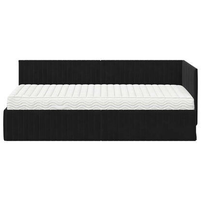 Struttura Letto Angolare con Materasso 2 pcs Nero Velluto