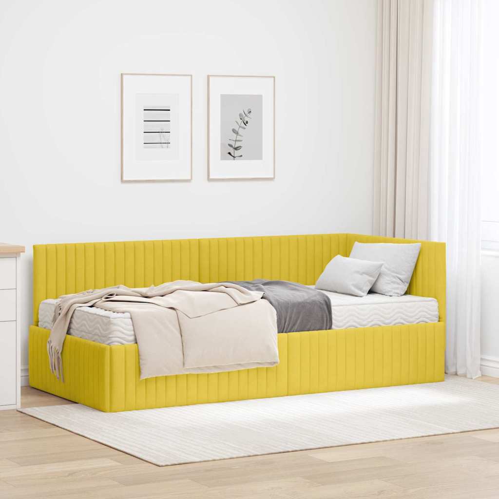 Struttura Letto Angolare con Materasso 2 pcs Giallo Velluto