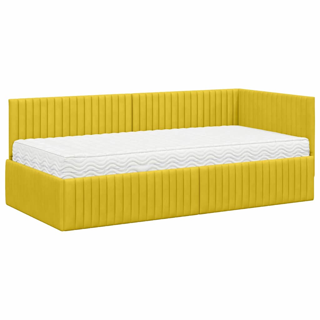 Struttura Letto Angolare con Materasso 2 pcs Giallo Velluto