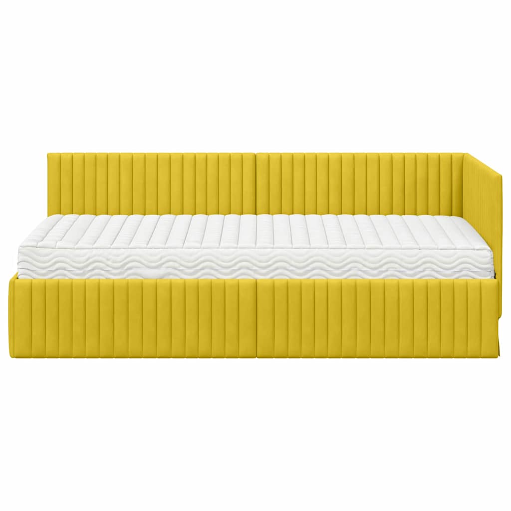 Struttura Letto Angolare con Materasso 2 pcs Giallo Velluto