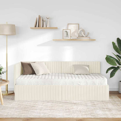 Struttura Letto Angolare con Materasso 2 pcs Crema Velluto | homemem39