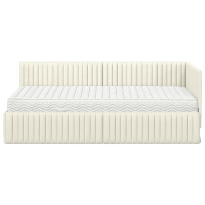 Struttura Letto Angolare con Materasso 2 pcs Crema Velluto | homemem39