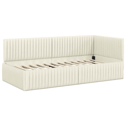 Struttura Letto Angolare con Materasso 2 pcs Crema Velluto | homemem39