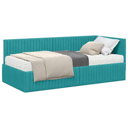 Struttura Letto Angolare con Materasso 2 pcs Turchese Velluto