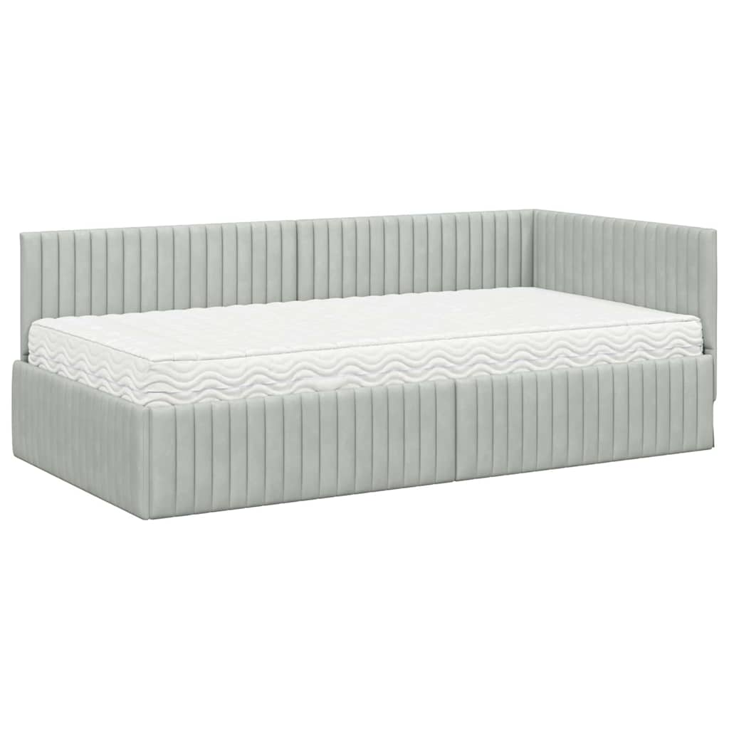 Struttura Letto Angolare con Materasso 2 pcs Grigio chiaro