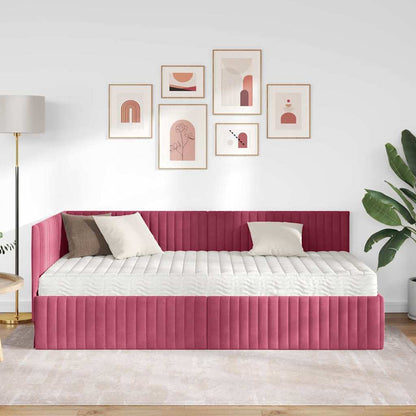 Struttura Letto Angolare con Materasso 2 pcs Verde Velluto