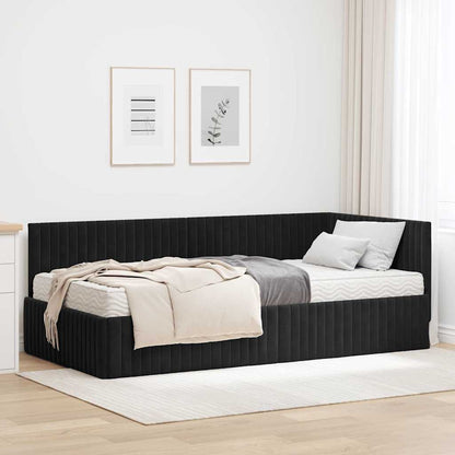 Struttura Letto Angolare con Materasso 2 pcs Nero Velluto