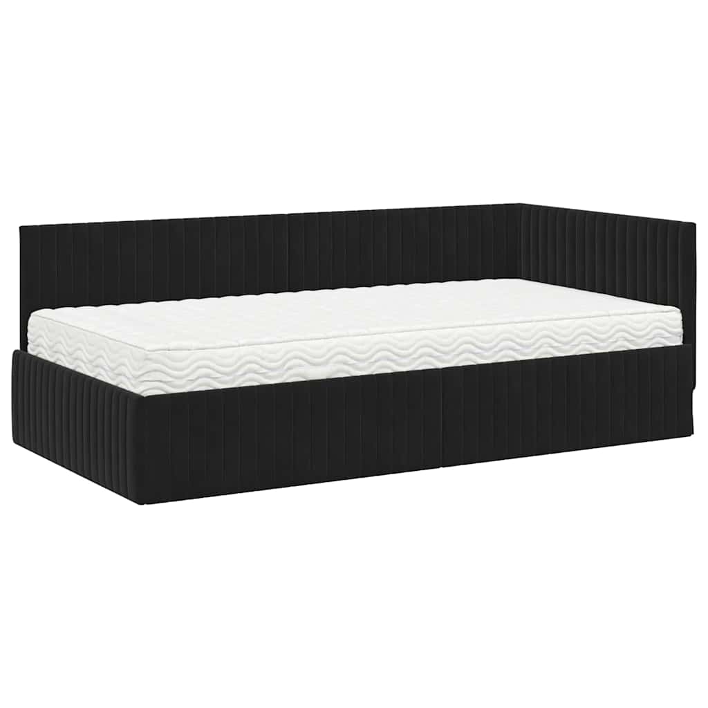 Struttura Letto Angolare con Materasso 2 pcs Nero Velluto