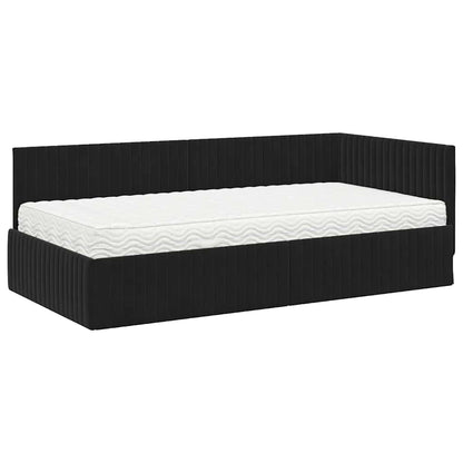 Struttura Letto Angolare con Materasso 2 pcs Nero Velluto
