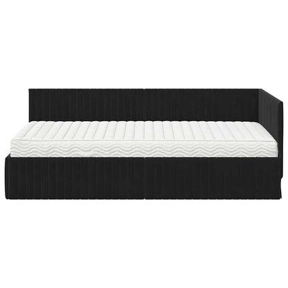 Struttura Letto Angolare con Materasso 2 pcs Nero Velluto