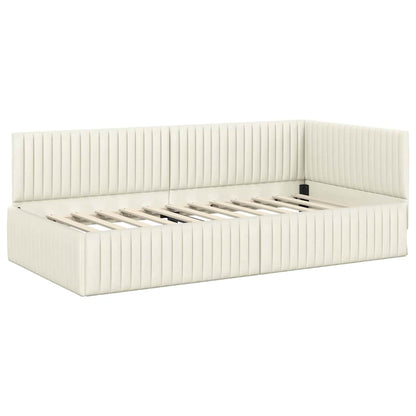 Struttura Letto Angolare con Materasso 2 pcs Crema Velluto | homemem39