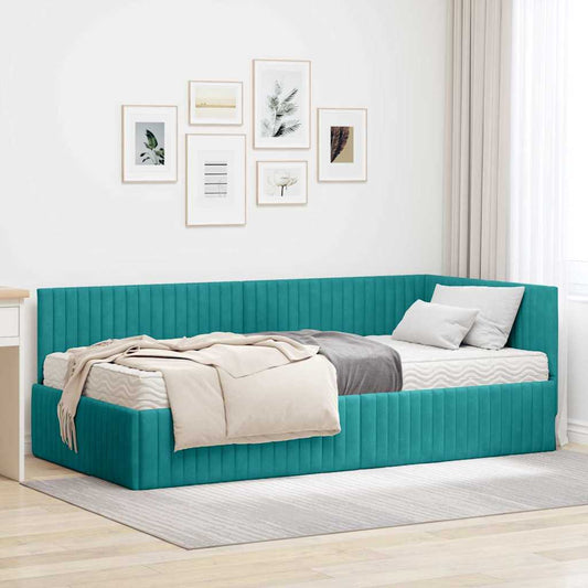 Struttura Letto Angolare con Materasso 2 pcs Turchese Velluto | homemem39