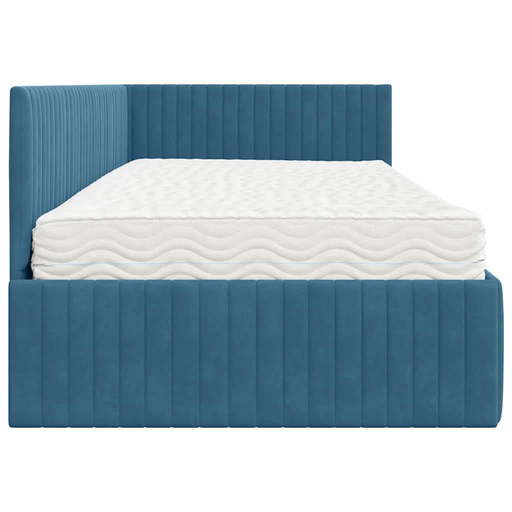 Struttura Letto Angolare con Materasso 2 pcs Blu Velluto