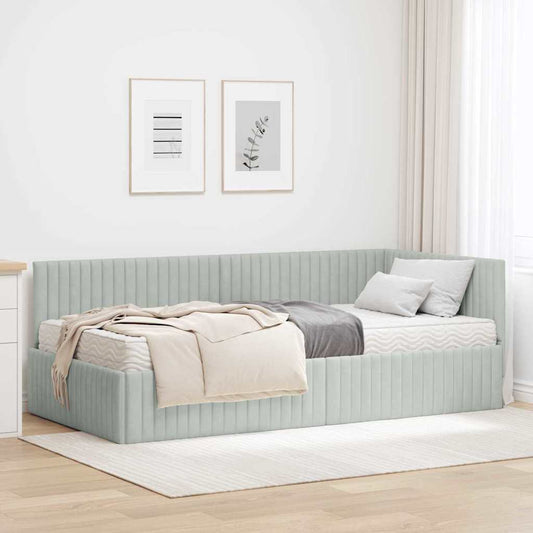 Struttura Letto Angolare con Materasso 2 pcs Grigio chiaro | homemem39