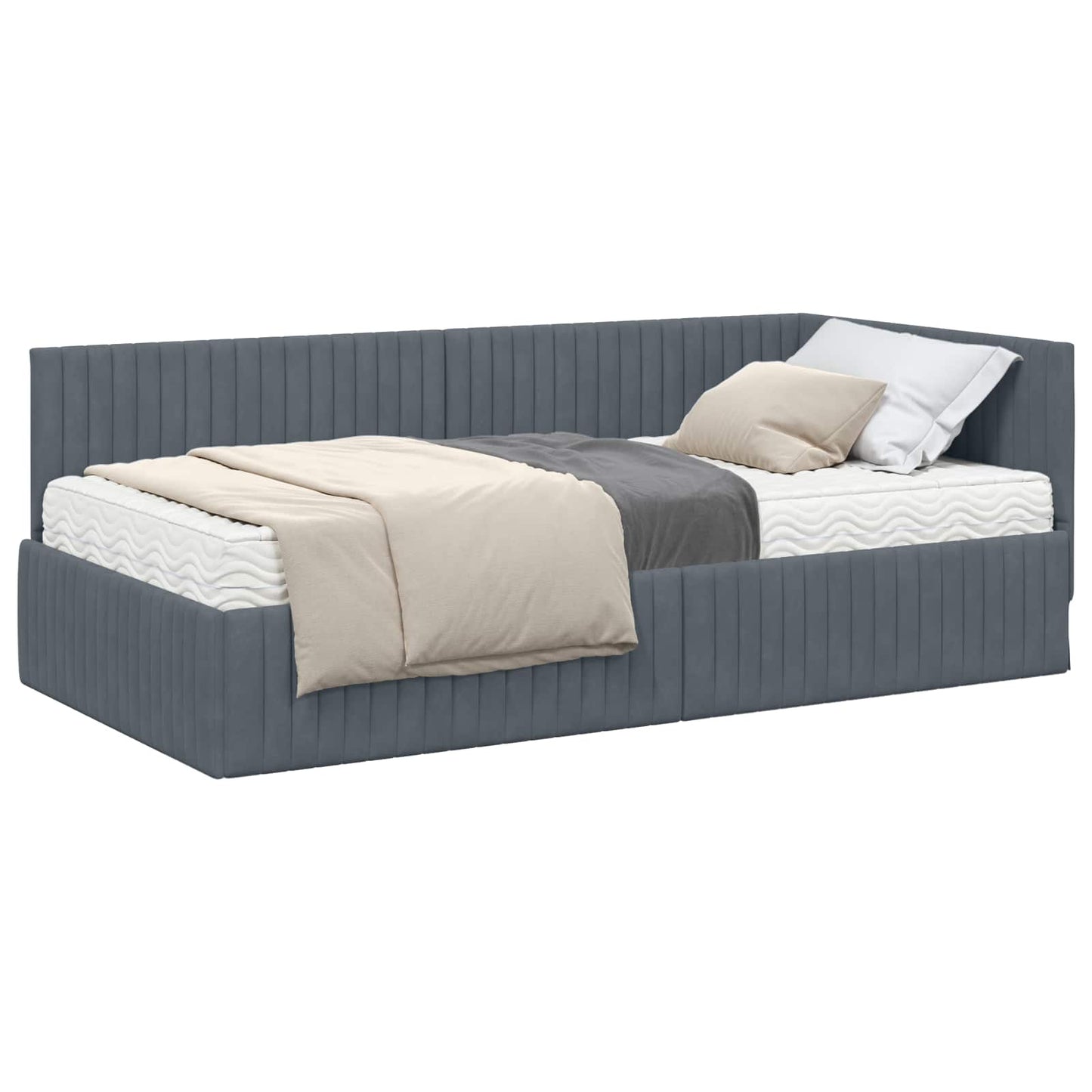 Struttura Letto Angolare con Materasso 2 pcs Grigio Velluto