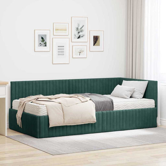 Struttura Letto Angolare con Materasso 2 pcs Verde Velluto | homemem39