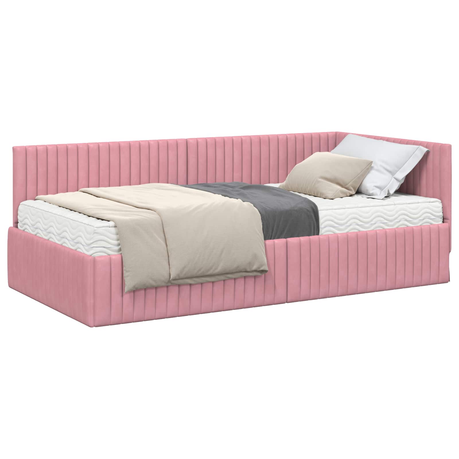 Struttura Letto Angolare con Materasso 2 pcs Grigio Velluto | homemem39