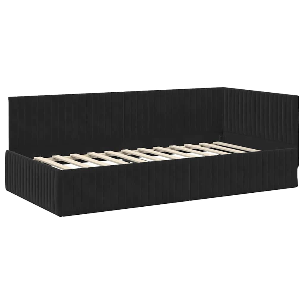 Struttura Letto Angolare con Materasso 2 pcs Nero Velluto | homemem39