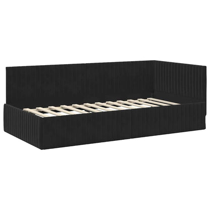 Struttura Letto Angolare con Materasso 2 pcs Nero Velluto | homemem39